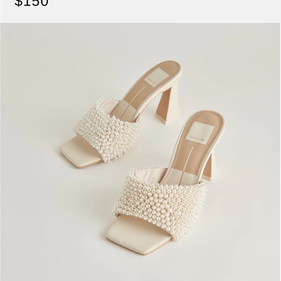 Dolce Vita White Pearl Embellished Heels - Picture 5 of 5